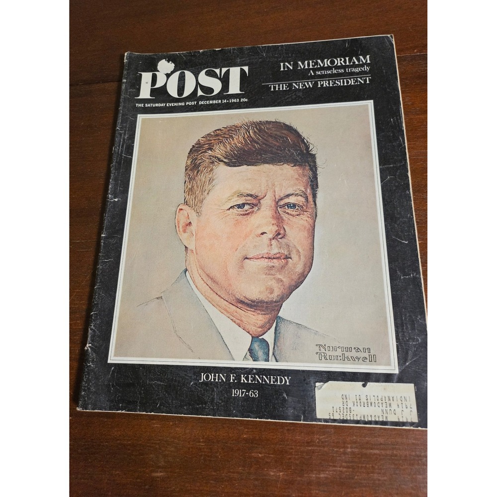 1963 Saturday Evening Post JFK Memorial Norman Rockwell Portrait December 14